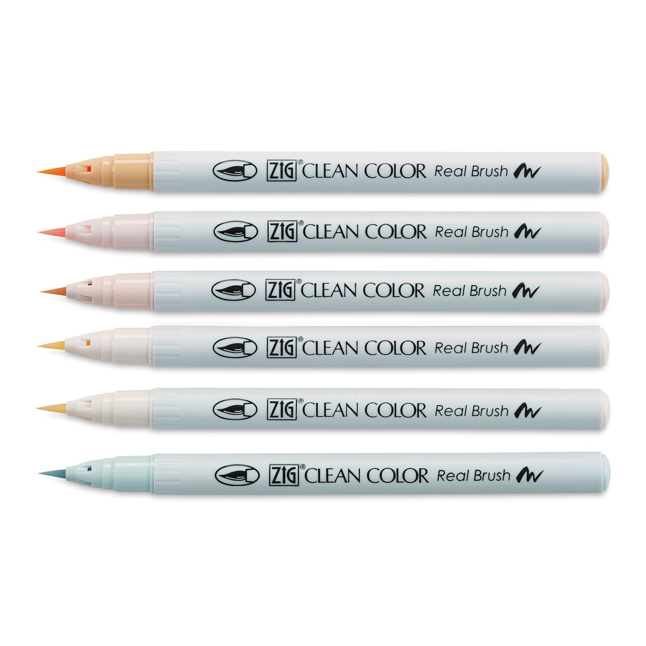 Kuretake Zig Clean Color Real Brush Pens - Set of 6, Portrait Colors I